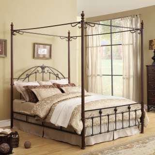 Newcastle King size Cast Iron Metal Canopy Bed  Overstock