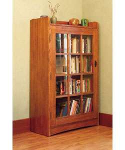 Mission Solid Oak Bookcase with Glass Door  Overstock