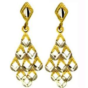   Gold Scallop Kite Shape Earrings Gold and Diamond Source Jewelry