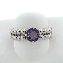 Sterling Silver Amethyst Beaded Stretch Ring  