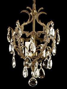 Antique Crystal Chandelier Pendent Ceiling Lights Ornate Brass PAIR OR 
