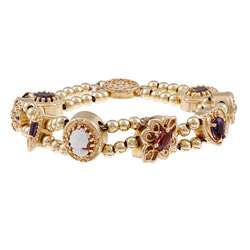   Shell Cameo and Multi gemstone Antique Slide Bracelet  