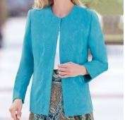    24) Teal Scrolling Circles Embroidered Moleskin Topper Jacket  