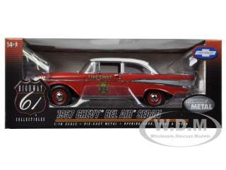 1957 CHEVROLET BEL AIR FIRE CHIEF 1/18 DIECAST MODEL CAR BY HIGHWAY 61 