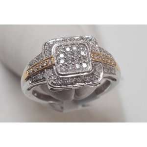  Diamond &Two Ton Gold Engagment Ring Square Shape Jewelry