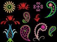 EMBROIDERY DESIGNS Monograms FONTS PAISLEY FLOWER MOTIF  