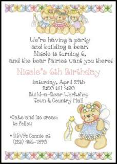 Build a Bear   Teddy Bear Fairies Birthday Invitations