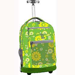World Khaki Flower Rolling Backpack with Laptop Sleeve  Overstock 