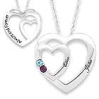 PERSONALIZED Couples Heart & Cross NECKLACE #3 With Birthstones