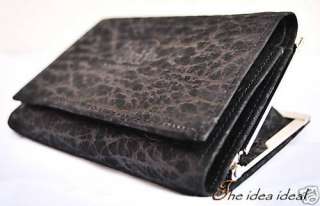 BLACK ELEPHANT SKIN LEATHER COIN CLUTCH WALLET+Gift bag  