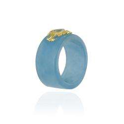   Rocks 18k Goldplated Sterling Silver Blue Jade and Blue Topaz Ring