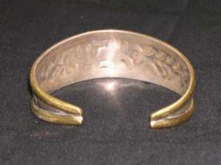 Vintage Sterling 925 Brass CUFF Bracelet   Handcrafted  