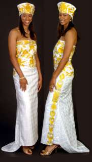 Custom African Flowery Embroidered Bridal Wedding Dress  