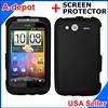 HTC Wildfire S G13 T Mobile Black Rubberized Hard Case Cover +Screen 