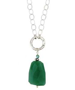 Charming Life Sterling Silver Green Aventurine Chunky Necklace 
