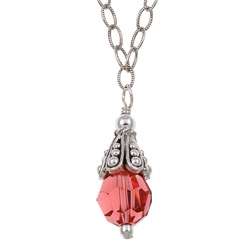 Charming Life Sterling Silver Coral Crystal Necklace  