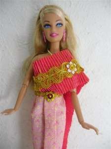 Handmade Vintage Traditional Thai Barbie Dress Outfit Costume 