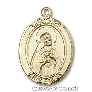 St. Rita of Cascia Large 14kt Gold Medal