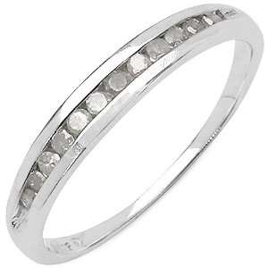  0.18 Carat Genuine White Diamond Sterling Silver Ring 