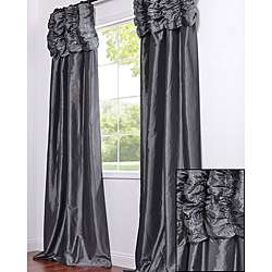   Graphite Faux Silk Taffeta 108 inch Curtain Panel  