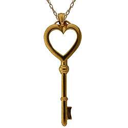 10k Yellow Gold Heart Shaped Key Pendant Necklace  Overstock