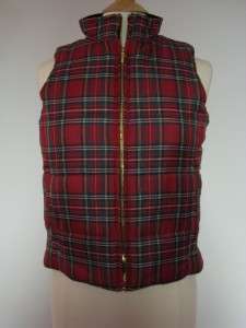 VTG CHAPS CLASSIC RED PLAID QUILTED SNOW SKI VEST PM  