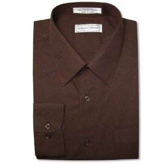 Biagio Mens 100% COTTON CHOCOLATE BROWN Dress Shirt w/ Convertible 