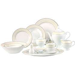   Silver and Pearl 57 piece Porcelain Dinnerware Set  Overstock