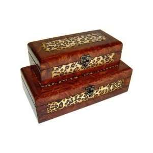 Cheungs Rattan FP 2459A 2 Wooden Storage Box   Set of Two:  
