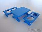    PRICE Little People HTF ZOO BLUE PICNIC TABLE & BENCHES LOT #916