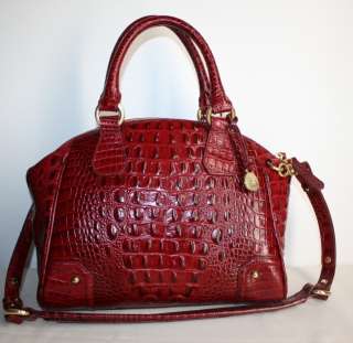   EMBOSSED LEATHER TYLER CRANBERRY RED MELBOURNE DOMED SATCHEL  