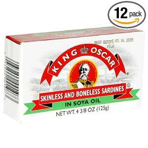King Oscar Skinless and Boneless Sardines, in Soya Oil, 4.375 Ounce 