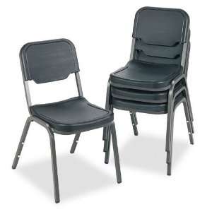 Iceberg Rough `n` Ready Stacking Chairs with Steel Tubing, Black, Four 