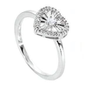 Sterling Silver Natural Round Diamond Solitaire with Accents Illusion 