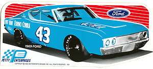 VINTAGE RICHARD PETTY 1969 FORD TORINO COBRA #43 CAR DECAL NASCAR 