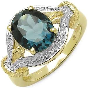  14K Gold Plated 3.00 ct. t.w. London Blue Topaz and White 