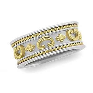   Two Tone Gold Etruscan Style Band For Men and Women   Size 10: Jewelry