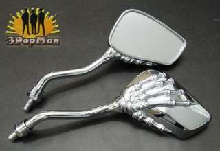 Chrome METAL Skull Claw Motorcycle Custom Dirt Mirrors  