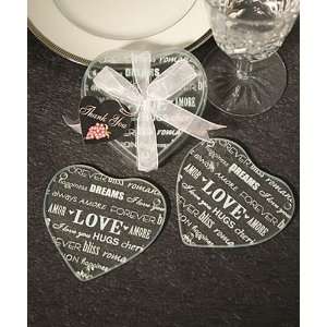 Bridal Shower / Wedding Favors : Heart Design Glass Coaster Favors 