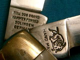   BULLDOG GERMAN STAG TRAPPER JACK KNIFE BUCKEYE SPECIAL ETCH DOG FIGHT