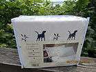 Queen Size Sheet Set Hunt Club Machine Embroidered Blue Dog Border NEW 