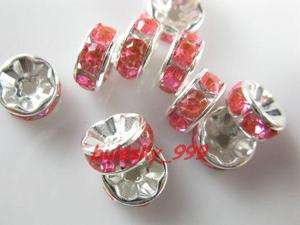 P100pcs Acryl Crystal Spacer Finding Bead 8mm Pink  