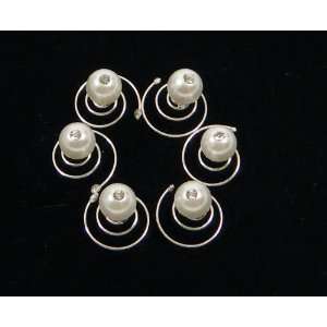  Pearl With Single Crystal Hair Twist (Pack of 6) 