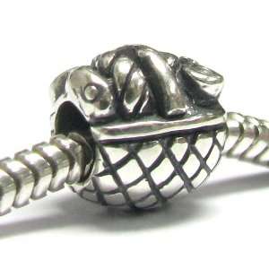 Queenberry Sterling Silver Chef Picnic Basket Bead for Pandora Troll 