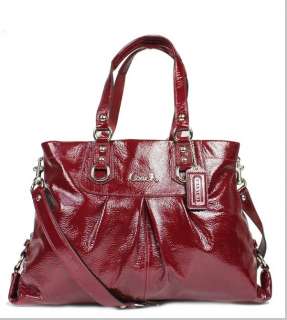 Coach Ashley Red Patent Leather Carryall Handbag Purse 15516 NWT 