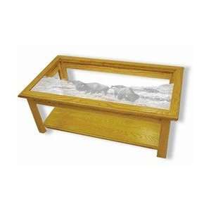 Oak Etched Glass Coffee Table   Into the Herd (Buffalo):  