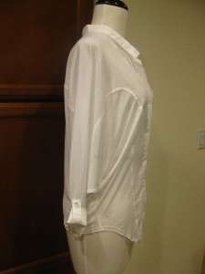 NWT $255 Helmut Lang Batwing Sleeve Lawn Oversized White Cotton Shirt 