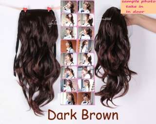 Long Wavy Curly Ponytail Pony Hair Wig Dark Brown(USA Seller)  