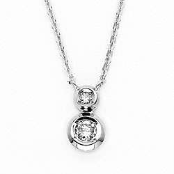 14k White Gold Bezel set Diamond Necklace (H I, I1)  