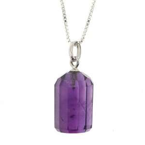 Quality Natural Amethyst Pendant   Faceted   10 Sided Cylinder Shape 